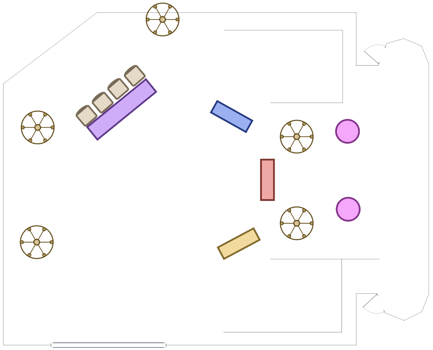 Set layout with production props added to the space